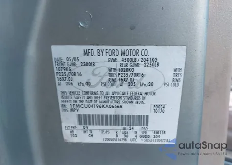 2006 Ford Escape Limited z USA, uszkodzony, nr VIN 1FMCU04196KA06568